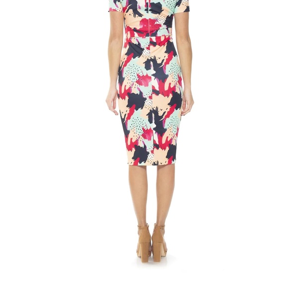 NWT Alexia Admor Scuba MIDI Dress- Abstract Multi- Size Medium - Picture 3 of 6